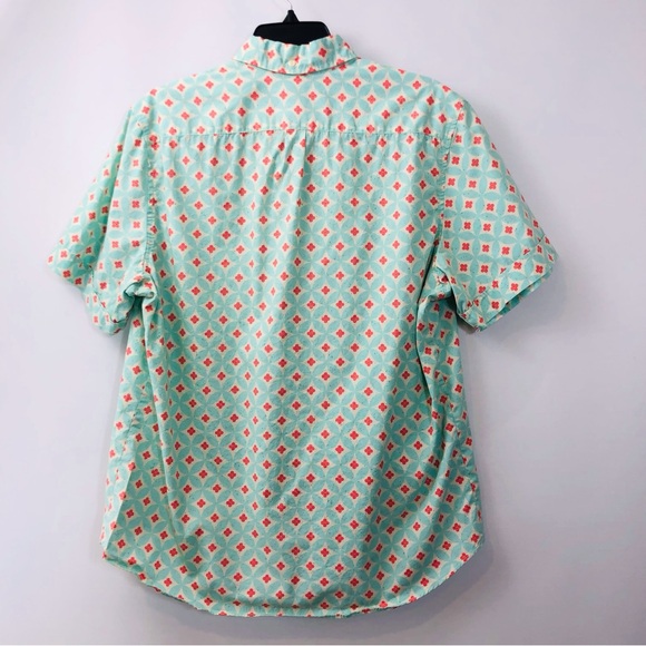 Mens Kennington LTD Turquoise Orange Print Button Front Shirt - Picture 16 of 16